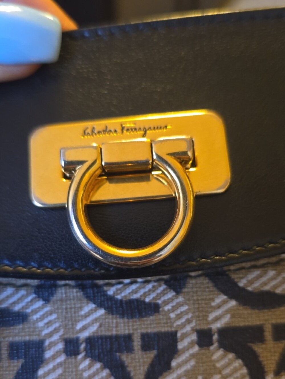 Salvatore Ferragamo Red Leather Wristlet Pouch with Black Strap and Gold Accents - Picture 12 of 12